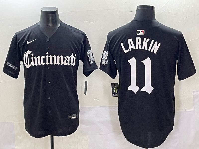 Men 2025 Cincinnati Reds #11 Larkin Black Five generations Joint Name Nike MLB Jersey style 2->cincinnati reds->MLB Jersey